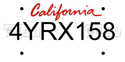 4YRX158 California License Plate