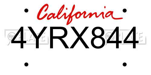 4YRX844 California License Plate