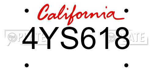 4YS618 California License Plate