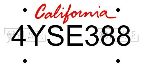 4YSE388 California License Plate