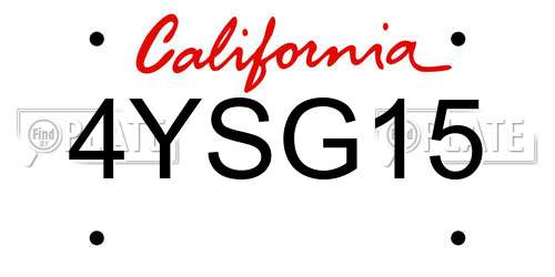 4YSG15 California License Plate