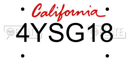 4YSG18 California License Plate