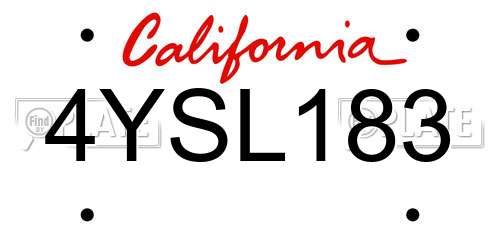 4YSL183 California License Plate