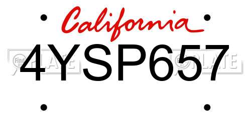 4YSP657 California License Plate