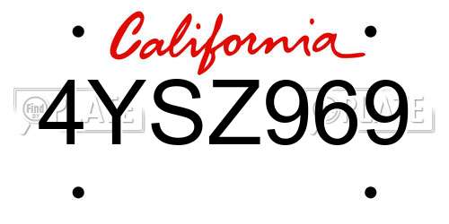4YSZ969 California License Plate