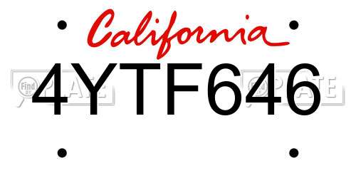 4YTF646 California License Plate
