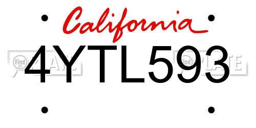 4YTL593 California License Plate