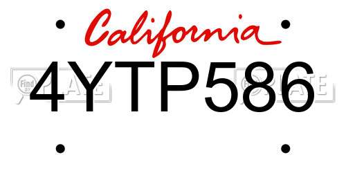 4YTP586 California License Plate