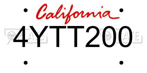 4YTT200 California License Plate