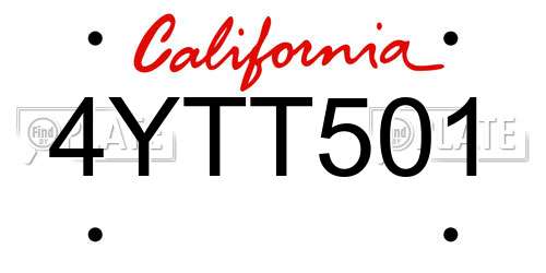 4YTT501 California License Plate
