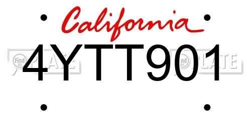 4YTT901 California License Plate