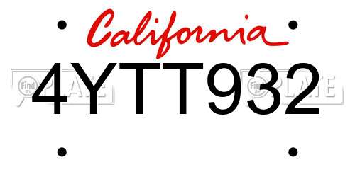 4YTT932 California License Plate
