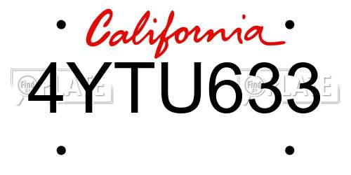 4YTU633 California License Plate