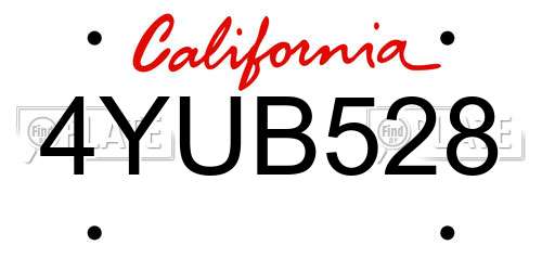 4YUB528 California License Plate