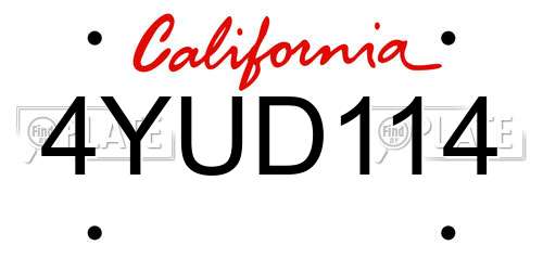 4YUD114 California License Plate