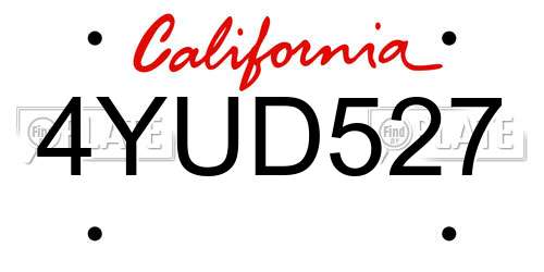 4YUD527 California License Plate