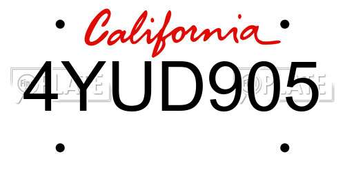 4YUD905 California License Plate