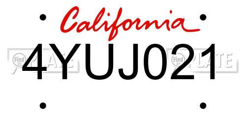4YUJ021 California License Plate