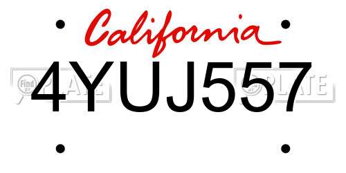 4YUJ557 California License Plate