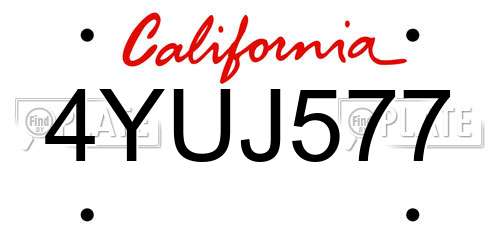 4YUJ577 California License Plate