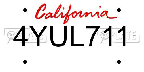 4YUL711 California License Plate