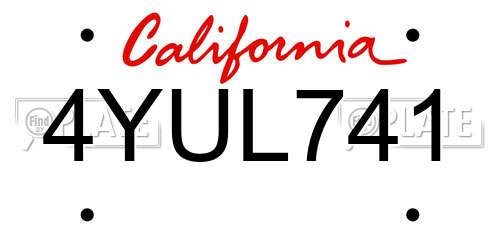 4YUL741 California License Plate