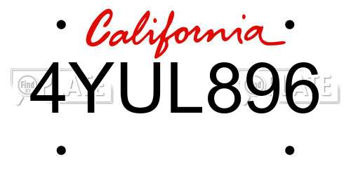 4YUL896 California License Plate