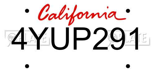 4YUP291 California License Plate