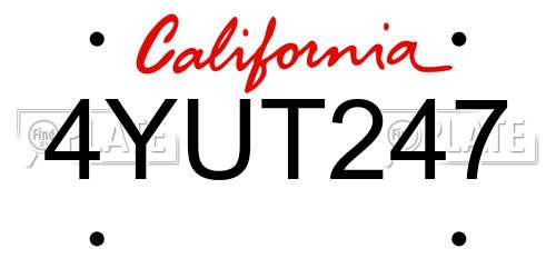 4YUT247 California License Plate