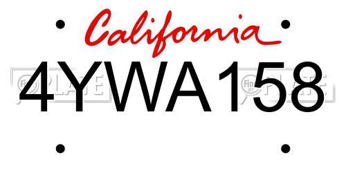 4YWA158 California License Plate
