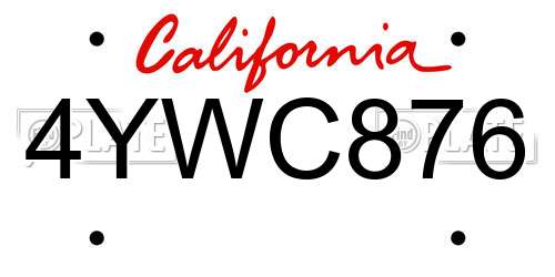 4YWC876 California License Plate