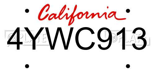 4YWC913 California License Plate