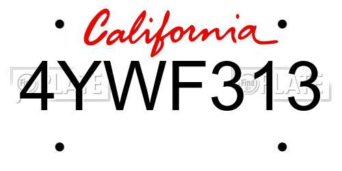 4YWF313 California License Plate