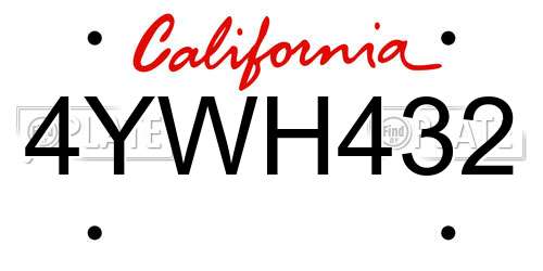 4YWH432 California License Plate