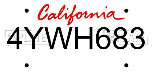 4YWH683 California License Plate