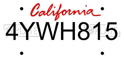 4YWH815 California License Plate