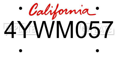 4YWM057 California License Plate