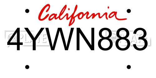 4YWN883 California License Plate
