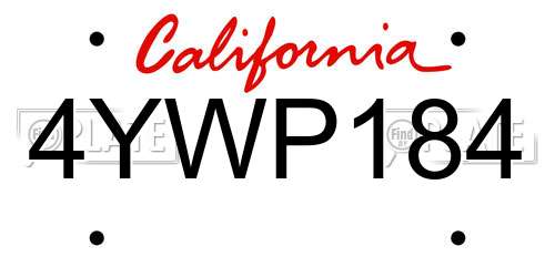 4YWP184 California License Plate