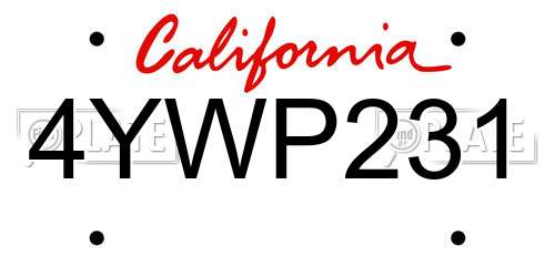 4YWP231 California License Plate
