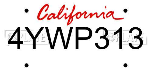 4YWP313 California License Plate