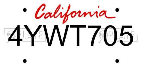 4YWT705 California License Plate