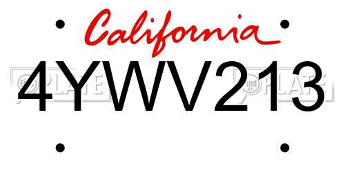 4YWV213 California License Plate