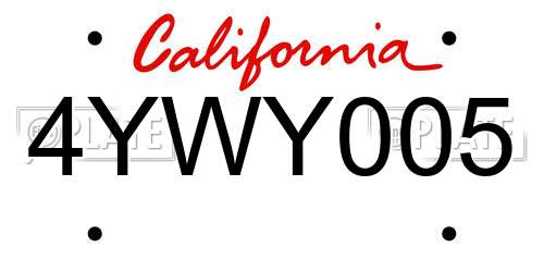 4YWY005 California License Plate