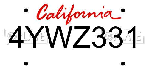 4YWZ331 California License Plate