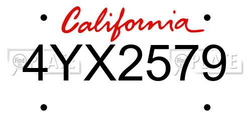 4YX2579 California License Plate