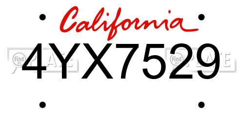 4YX7529 California License Plate