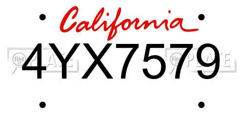 4YX7579 California License Plate