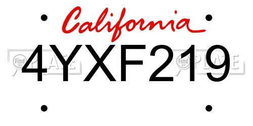 4YXF219 California License Plate