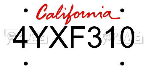 4YXF310 California License Plate